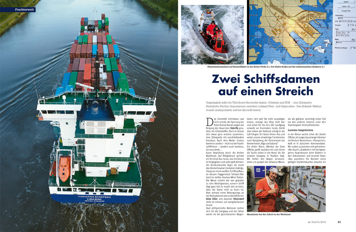 International Freighter Voyages Pfeiffer - Press Reports - An Bord 05.2014