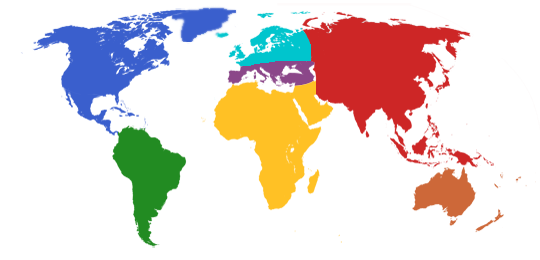 Weltkarte zur Auswahl der Reisen
